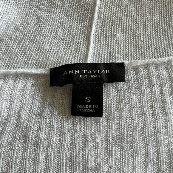 ANN TAYLOR SET Linen Blend Short Sleeve Cardigan and Sleeveless Top White Medium - Picture 5 of 5